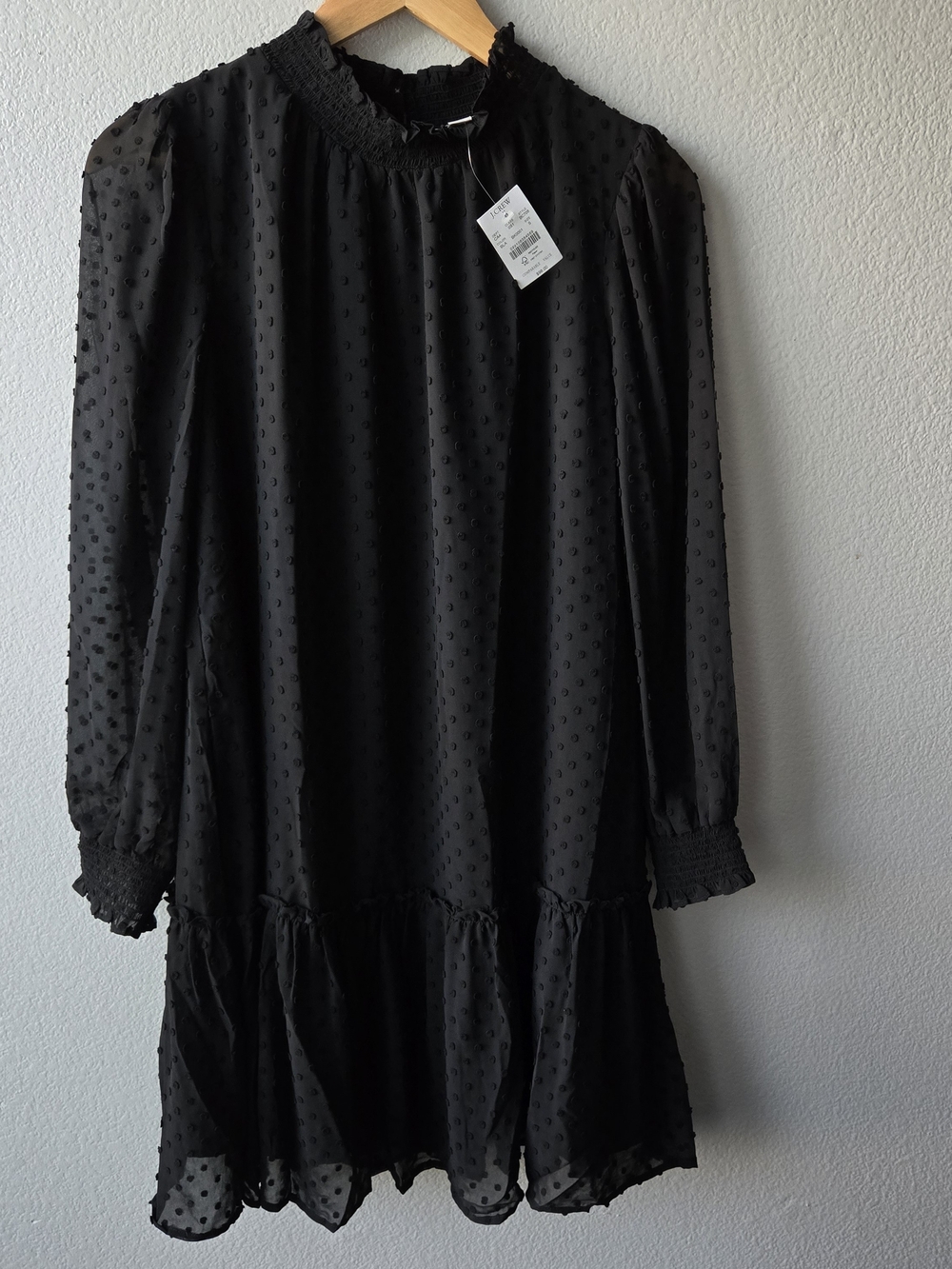 J. Crew Black Smocked Neck Blouse  WOME'S SIZE SMALL NWT